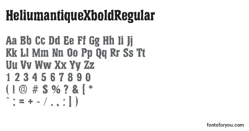 A fonte HeliumantiqueXboldRegular – alfabeto, números, caracteres especiais