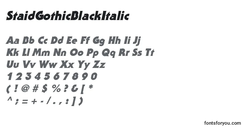 Schriftart StaidGothicBlackItalic – Alphabet, Zahlen, spezielle Symbole