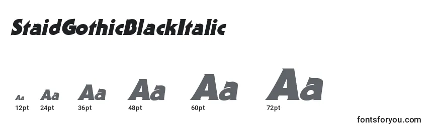 Размеры шрифта StaidGothicBlackItalic