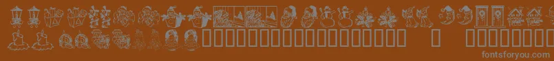 フォントKrChristmasDings2004Three – 茶色の背景に灰色の文字