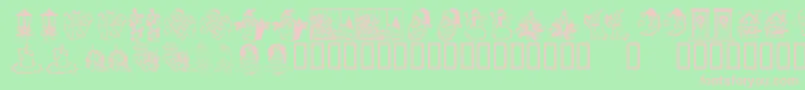 KrChristmasDings2004Three Font – Pink Fonts on Green Background