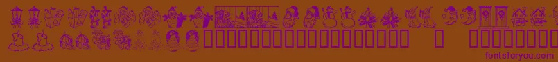 KrChristmasDings2004Three Font – Purple Fonts on Brown Background