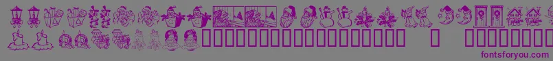 Шрифт KrChristmasDings2004Three – фиолетовые шрифты на сером фоне