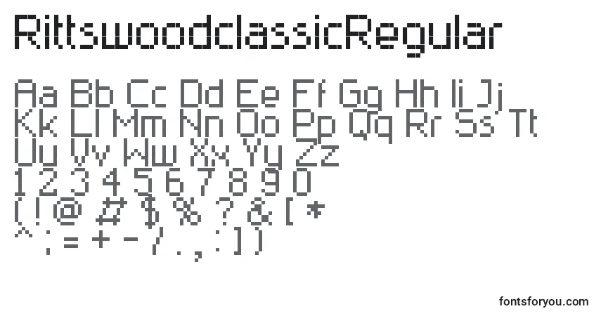 RittswoodclassicRegular-fontti – aakkoset, numerot, erikoismerkit