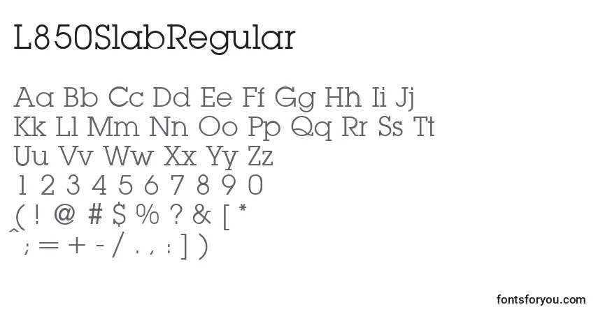 Czcionka L850SlabRegular – alfabet, cyfry, specjalne znaki