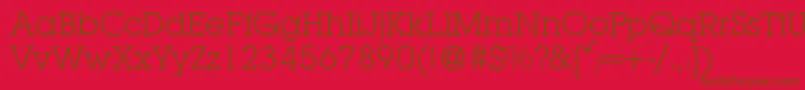 L850SlabRegular-Schriftart – Braune Schriften auf rotem Hintergrund