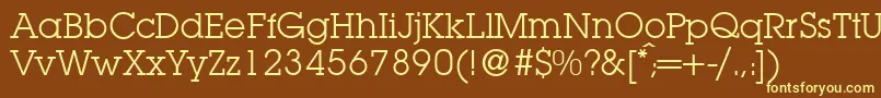 L850SlabRegular-fontti – keltaiset fontit ruskealla taustalla