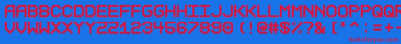 Reduction Font – Red Fonts on Blue Background