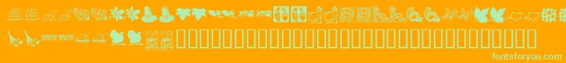 KrHarvestDings-Schriftart – Grüne Schriften auf orangefarbenem Hintergrund