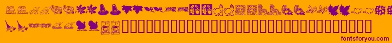 KrHarvestDings-Schriftart – Violette Schriften auf orangefarbenem Hintergrund