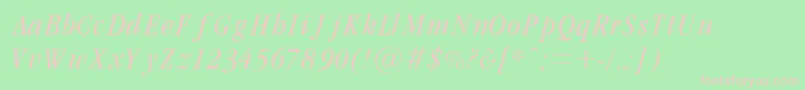 Garamondcond Light Italic-fontti – vaaleanpunaiset fontit vihreällä taustalla