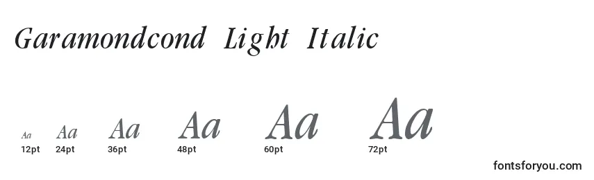 Tamanhos de fonte Garamondcond Light Italic