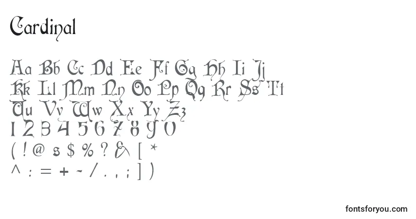 Czcionka Cardinal – alfabet, cyfry, specjalne znaki