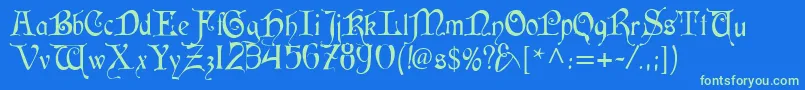 Cardinal Font – Green Fonts on Blue Background