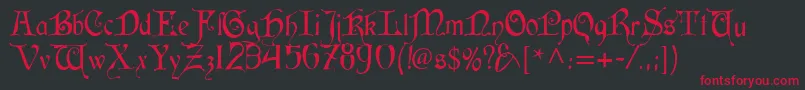 フォントCardinal – 黒い背景に赤い文字