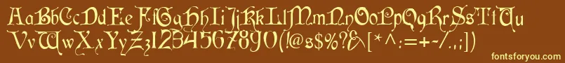 Cardinal-fontti – keltaiset fontit ruskealla taustalla