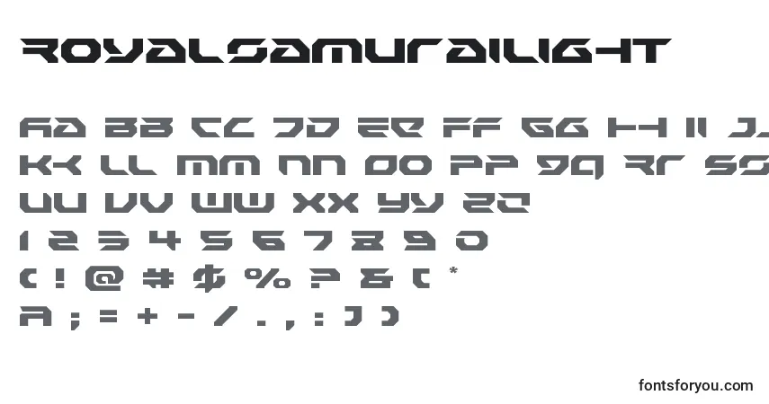 Schriftart Royalsamurailight – Alphabet, Zahlen, spezielle Symbole
