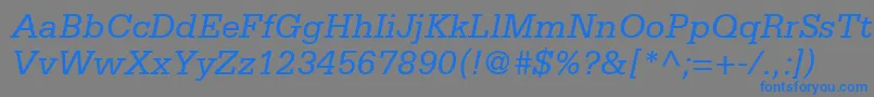 フォントMetronSsiItalic – 灰色の背景に青い文字