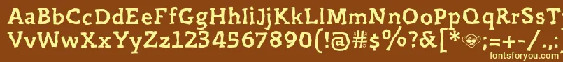 Prejidenjia-fontti – keltaiset fontit ruskealla taustalla