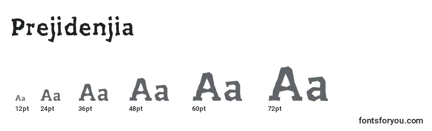 Размеры шрифта Prejidenjia