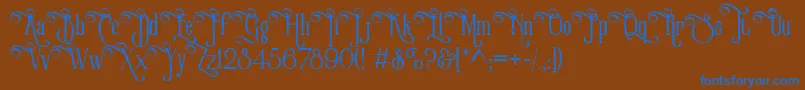 VictorianParlorVintageAlternateFree-Schriftart – Blaue Schriften auf braunem Hintergrund