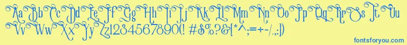 VictorianParlorVintageAlternateFree Font – Blue Fonts on Yellow Background