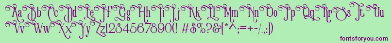 VictorianParlorVintageAlternateFree Font – Purple Fonts on Green Background