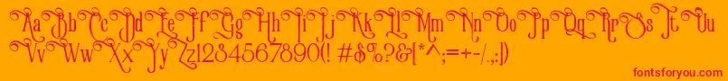 VictorianParlorVintageAlternateFree-Schriftart – Rote Schriften auf orangefarbenem Hintergrund