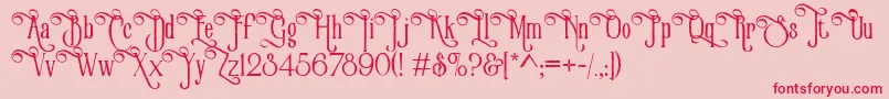 Fonte VictorianParlorVintageAlternateFree – fontes vermelhas em um fundo rosa