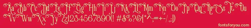 VictorianParlorVintageAlternateFree-Schriftart – Gelbe Schriften auf rotem Hintergrund