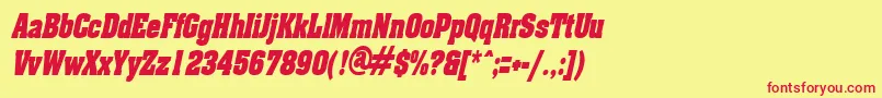Шрифт AcklincondensedItalic – красные шрифты на жёлтом фоне
