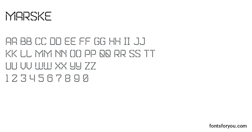 A fonte Marske (110875) – alfabeto, números, caracteres especiais