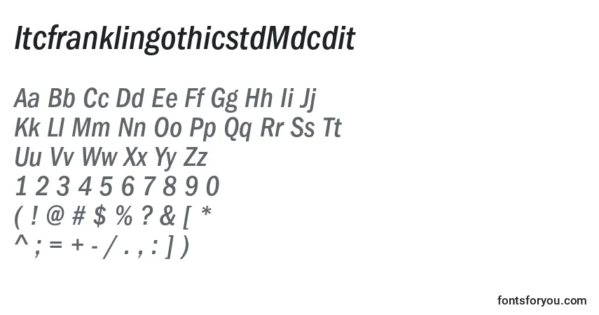A fonte ItcfranklingothicstdMdcdit – alfabeto, números, caracteres especiais
