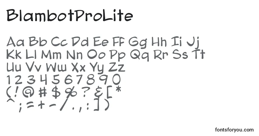 Шрифт BlambotProLite – алфавит, цифры, специальные символы