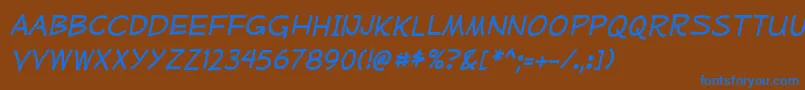 MufferawrgItalic Font – Blue Fonts on Brown Background
