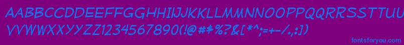 MufferawrgItalic Font – Blue Fonts on Purple Background