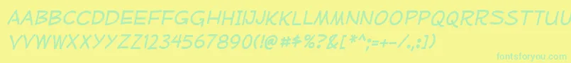 MufferawrgItalic-Schriftart – Grüne Schriften auf gelbem Hintergrund