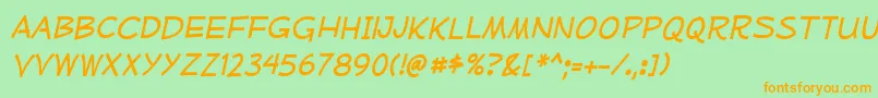 MufferawrgItalic Font – Orange Fonts on Green Background