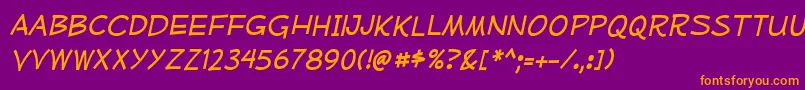 MufferawrgItalic Font – Orange Fonts on Purple Background