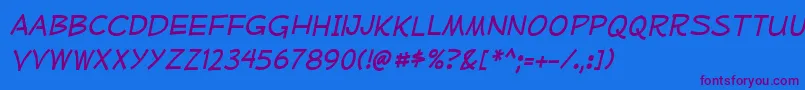 MufferawrgItalic Font – Purple Fonts on Blue Background
