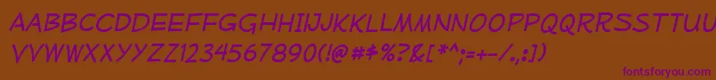 MufferawrgItalic Font – Purple Fonts on Brown Background