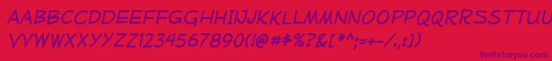 MufferawrgItalic Font – Purple Fonts on Red Background