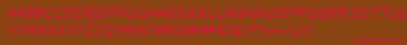 MufferawrgItalic Font – Red Fonts on Brown Background