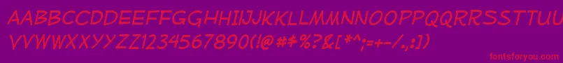 MufferawrgItalic Font – Red Fonts on Purple Background