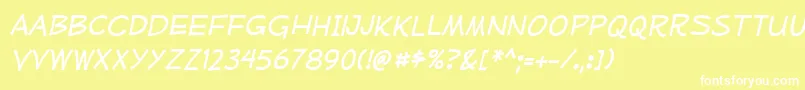 MufferawrgItalic Font – White Fonts on Yellow Background