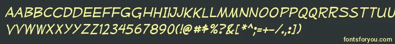 MufferawrgItalic Font – Yellow Fonts on Black Background