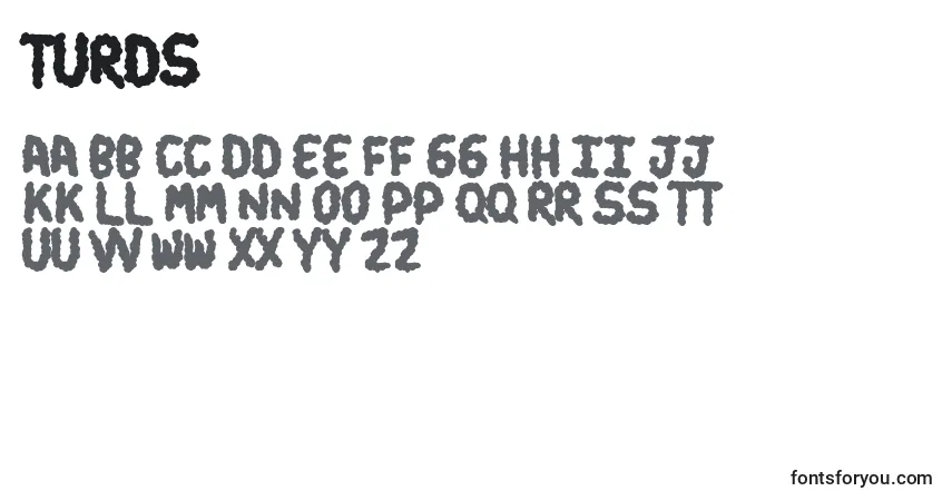 Schriftart Turds – Alphabet, Zahlen, spezielle Symbole
