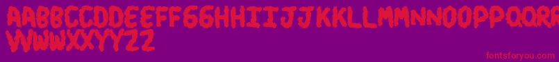 Turds-Schriftart – Rote Schriften auf violettem Hintergrund