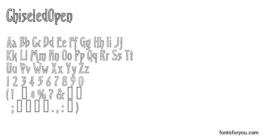 A fonte ChiseledOpen – alfabeto, números, caracteres especiais