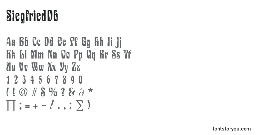 A fonte SiegfriedDb – alfabeto, números, caracteres especiais